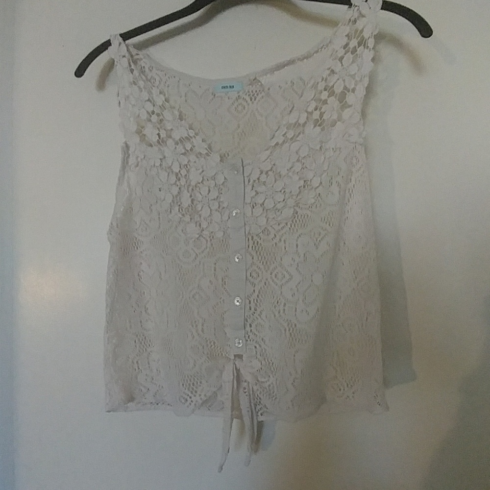 *Kimchi Blue White Lacy sheer crop tank top UO M